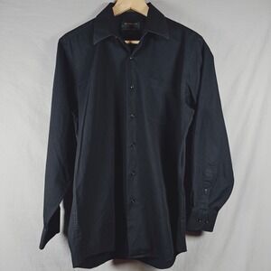 Alexander Julian Colours Mens Black Long Sleeve Button Down Dress Shirt Size M